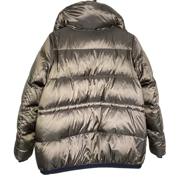 BCBGMaxAzria Metallic Green Quilted Down Puffer Jacket Coat Women Small Gorpcore